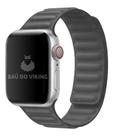 Pulseira Couro Link Compatível com Apple Watch 38mm 40mm Cinza