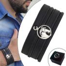 Pulseira Couro Masc Country Ajustável Pingente Cavalo Preto