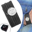 Pulseira Couro Masc Country Ajustável Pingente Ferradura Preto