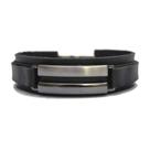 Pulseira Couro Metal Duplo