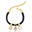 Pulseira couro preto e pedras naturais Pulseira couro preto e pedras naturais