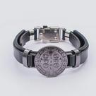 Pulseira Couro São Bento Onix Regulável Preta