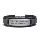 Pulseira Couro Tudo Posso Naquele que me fortalece Pulseira Couro Tudo Posso Naquele que me fortalece