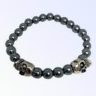 Pulseira Crânio Hematita pedra e silicone
