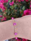Pulseira Cristal Rosa Banhada a Ouro 18k Ref.42331