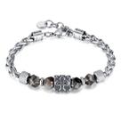 Pulseira Cross Charm Chain para homens com miçangas de aço inoxidável