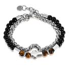 Pulseira Cross para homens, dupla camada, aço inoxidável, olho de tigre Pulseira Cross para homens, dupla camada, aço inoxidável, olho de tigre