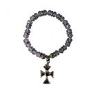 Pulseira Cruz de Saint Germain Lilás Cristal e Silicone