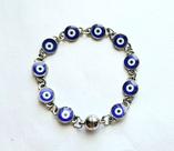 Pulseira da Sorte Prateada com Olhos Gregos