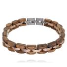 Pulseira de Aço com Detalhes em Madeira - 21cm