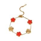 Pulseira De Aço Inoxidável Com Flor Dourada Para Mulheres, Joia De Metal Moderna Para Festas,
