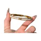 Pulseira De Aço Inoxidável Com Strass Dourado Elegante E Brilhante Para Mulheres, Joias Para