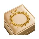 Pulseira De Aço Inoxidável Cor Dourada Para Mulheres E Meninas, Corrente Grossa Com Contas Redondas,