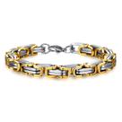 Pulseira de aço inoxidável dourado e prateado de dois tons para homens