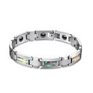 Pulseira de aço inoxidável para homens com incrustação de concha de abalone