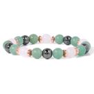 Pulseira de ágata azul e quartzo rosa com detalhes em ouro rosa