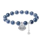 Pulseira de ágata azul para mulheres com trava de segurança prateada S925