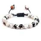 Pulseira de ágata roxa com cordão de macramê ajustável