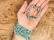 Pulseira de Amazonita em Cascalho Pedra Natural - Calmante e de Equilíbrio emocional
