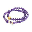 Pulseira de ametista natural de dupla camada de 6 mm para mulheres Pulseira de ametista natural de dupla camada de 6 mm para mulheres