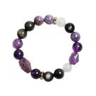 Pulseira de ametista natural para mulheres, miçangas redondas de 12 mm
