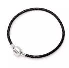 Pulseira De Berloque em Couro Legítimo Preto 19cm