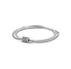 Pulseira De Berloques 2 Voltas Fecho Trabalhado 19cm B Prata