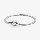Pulseira De Berloques 3 Fios em Banho Prata 19cm