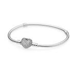 Pulseira De Berloques Em Banho Prata Fecho Coração Cravejado