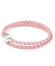 Pulseira de Berloques em Couro Legítimo 2 Voltas Rosa com fecho Banho Prata