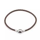 Pulseira de Berloques em Couro Legítimo Marrom com fecho Banho Prata