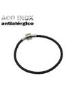 Pulseira de Berloques em Couro Preto Fecho Aço Inox Antialérgico