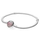 Pulseira de Berloques fecho coração Cravejado Banho Prata