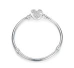 Pulseira De Berloques Fecho Coração Minnie Banho Prata