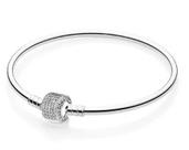 Pulseira De Berloques Rígida Fecho Trabalhado B Prata