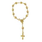 Pulseira De Bolas Com Crucifixo Folheada A Ouro Pulseira De Bolas Com Crucifixo Folheada A Ouro