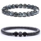 Pulseira De Bolinha Masculina Pedra Hematita Kit 2 Unidades