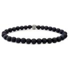 Pulseira De Bolinha Preta Artesanal Elástica Masculina