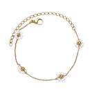 Pulseira De Cadeia Redonda De Aço Inoxidável Dourada Com Pérolas Para Mulheres, Joia De Luxo Para