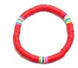 Pulseira de cerâmica macia vermelha brilhante com detalhes multicoloridos de 18 cm