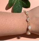 Pulseira de cesta (ouro)- quartzo rosa