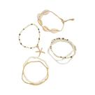 Pulseira De Corda Feminina Com Pingentes De Conchas Oceânicas Para O Verão, 7 Peças, Fio De Miçangas