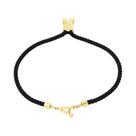 Pulseira De Corda Preta Feminina Com Contas De Letras, Joia De Mão Simples E Clássica, Presente De