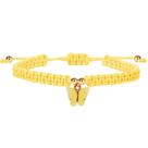 Pulseira de corda trançada amarela com pingente de borboleta Pulseira de corda trançada amarela com pingente de borboleta