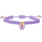 Pulseira de corda trançada roxa com pingente de borboleta para mulheres Pulseira de corda trançada roxa com pingente de borboleta para mulheres