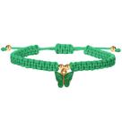 Pulseira de corda trançada verde com pingente de borboleta para mulheres Pulseira de corda trançada verde com pingente de borboleta para mulheres