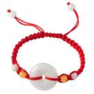 Pulseira de cordão vermelho tecido à mão para homens e mulheres com pingente de jade