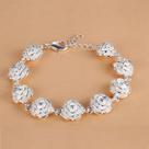 Pulseira De Corrente Com Flor Rosa Prateada Para Mulheres, Acessórios De Moda Para Festa E
