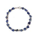 Pulseira de Corrente com Pedra de Sodalita Azul Natural - Banho Prateado - 10 Unidades