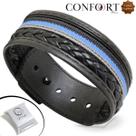Pulseira de Couro Ajustável Trançada Indígena Azul Esporte Fino